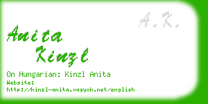 anita kinzl business card